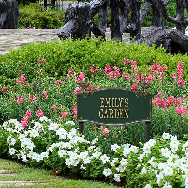 Whitehall Chickadees and Vines Garden Marker, 2 Line